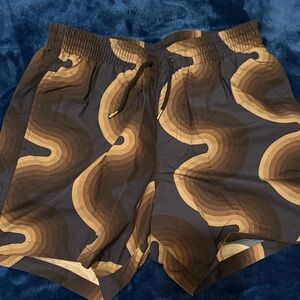 Stylish blue Brown and Black Patterned swim Shorts